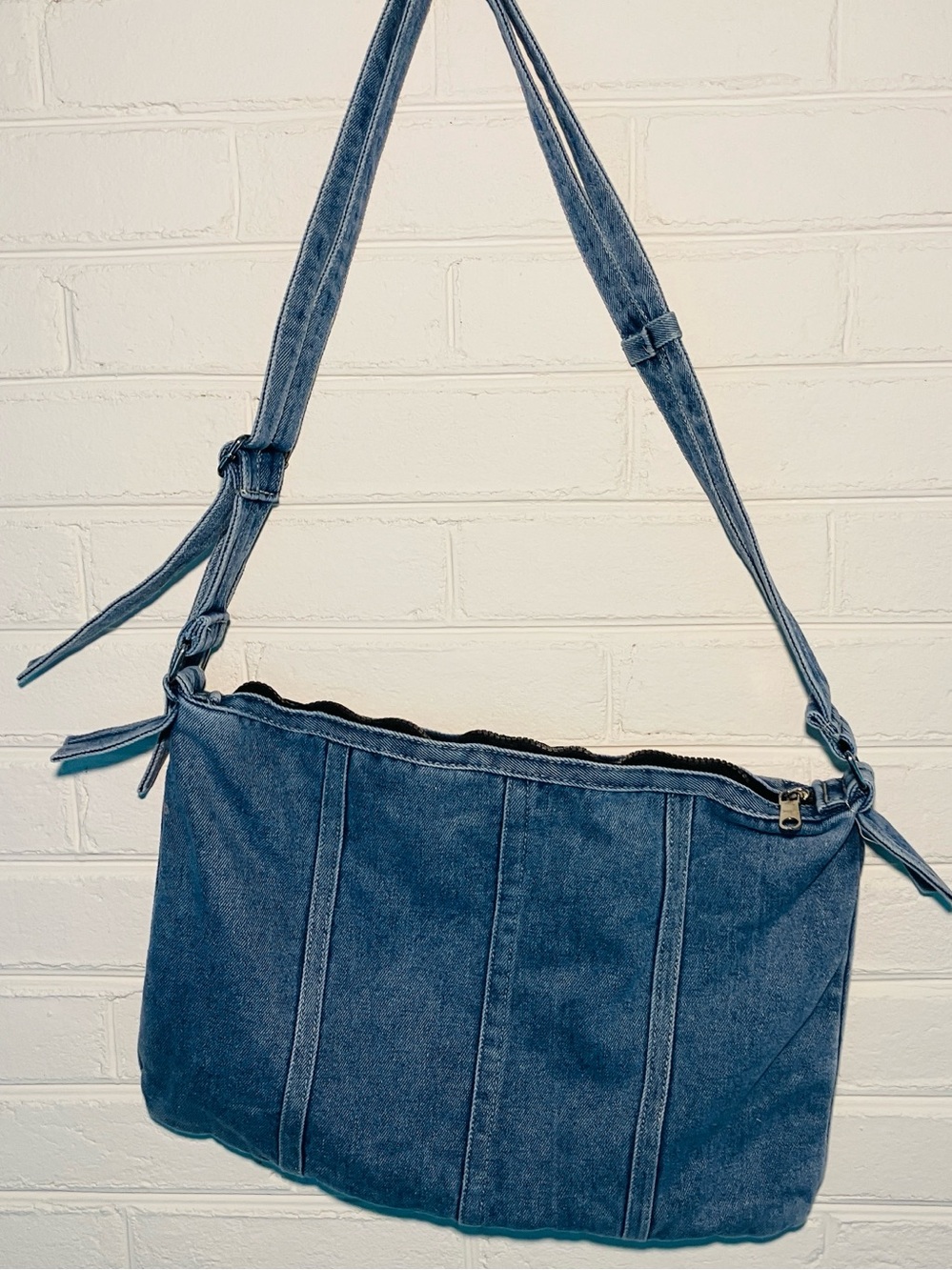 Denim Crossbody Shoulder Bag - Blue 16”x10”